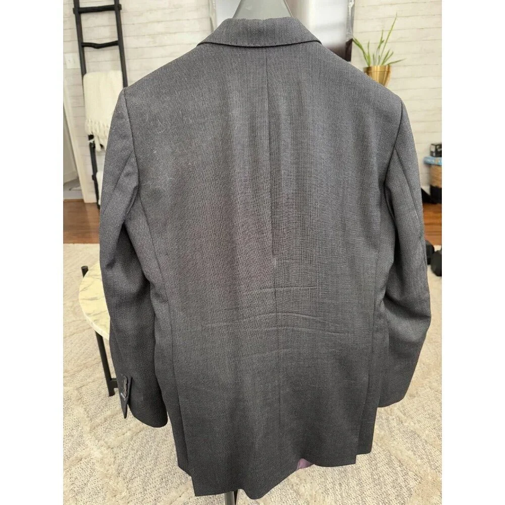 Alton Lane Virgin Wool Grey w purple lining Mens Two Button Blazer Jacket - Picture 2 of 6